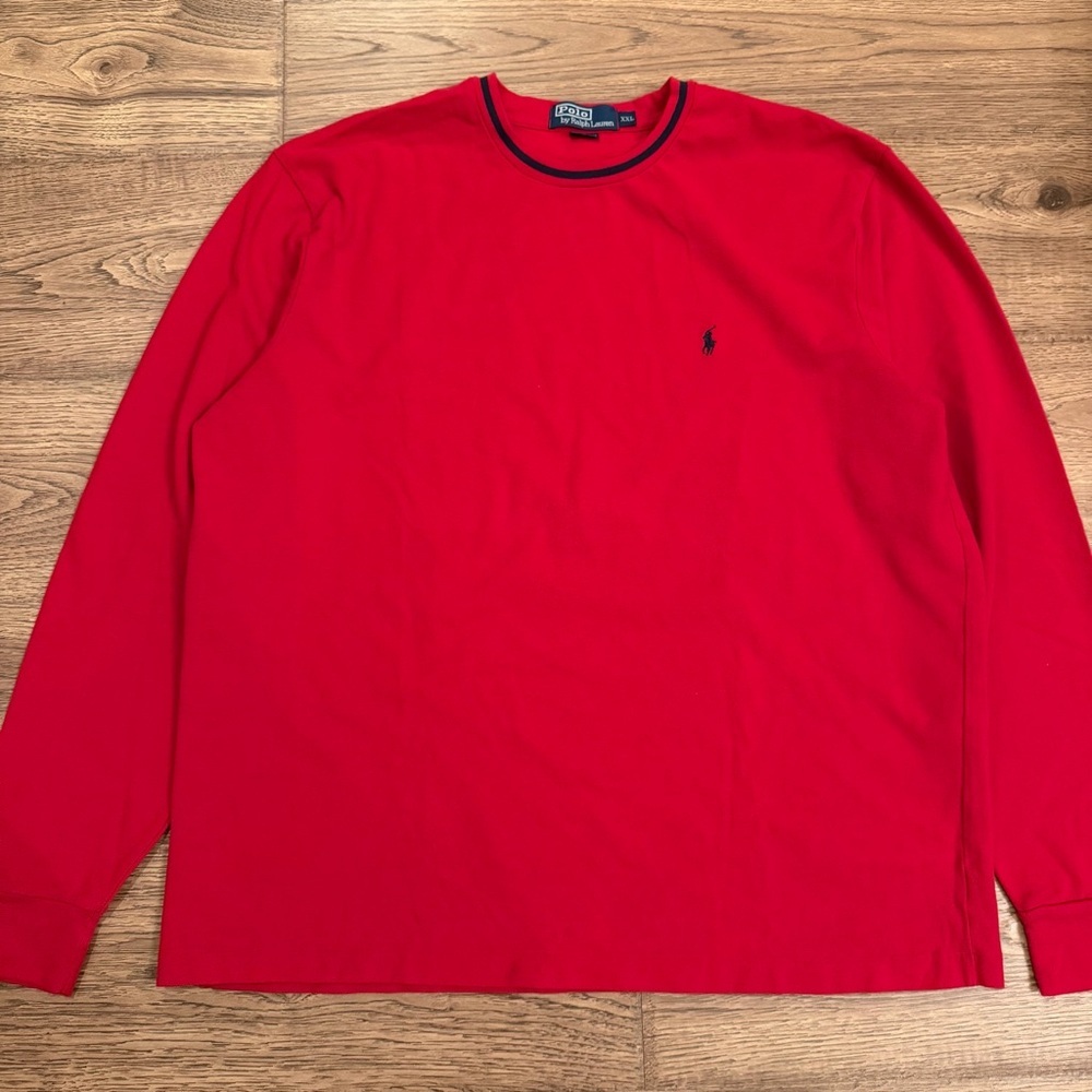 Polo Ralph Lauren Long Sleeve Red Crew-Neck Shirt Cotton 2XL waffle thermal